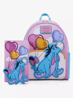 Loungefly Eeyore  Pink & Blue Backpack with Wallet